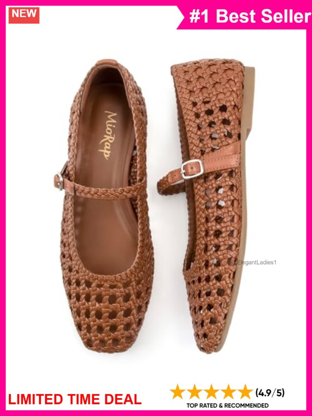 Woven Ballet Flats Square Toe Mesh Mary Jane Adjustable Strap Comfortable